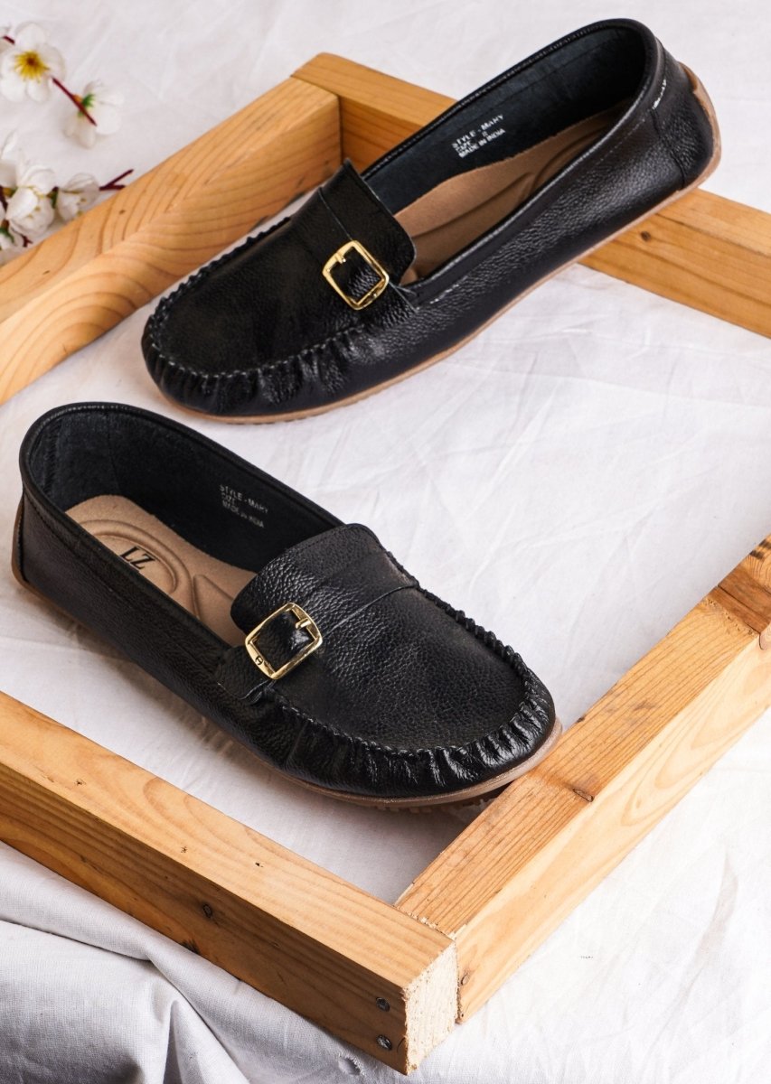 Mary Genuine Leather Women's Slip On Buckle Loafers Shoes by Libertyzeno – Don't Panic Shoes
