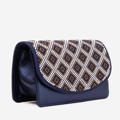 The Nampula Navy Blue Glitter Leather Handbag
