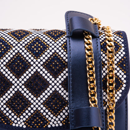 The Nampula Navy Blue Glitter Leather Handbag