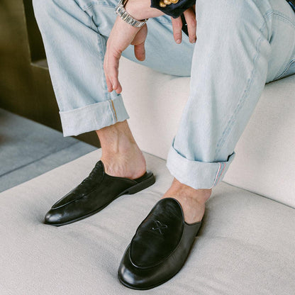 Men's Black Leather Milano Mule Men's Footwear by Del Toro Shoes – Don't Panic Shoes