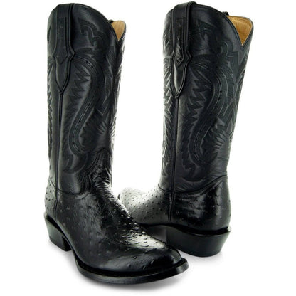 Men's Black Ostrich Print Cowboy Boots (H7002) Cowboy Boots by Soto Boots – Don't Panic Shoes