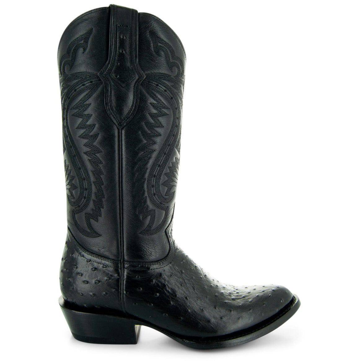 Men's Black Ostrich Print Cowboy Boots (H7002) Cowboy Boots by Soto Boots – Don't Panic Shoes