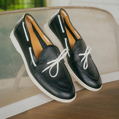 Men's Black Pebbled Leather Barca Yacht Loafer Men's Footwear by Del Toro Shoes – Don't Panic Shoes