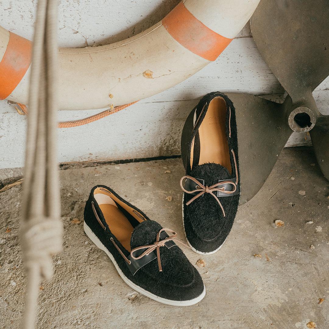 Men's Black Textured Suede Barca Yacht Loafer Men's Footwear by Del Toro Shoes – Don't Panic Shoes