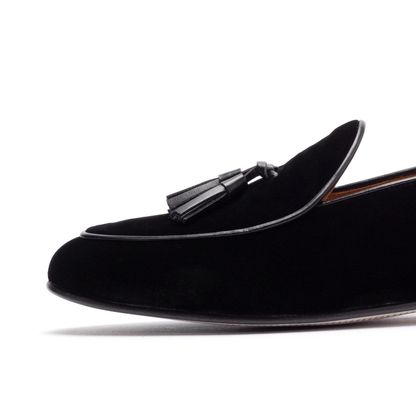 Men's Black Velvet Tassel Loafer Men's Footwear by Del Toro Shoes – Don't Panic Shoes