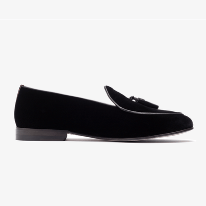 Men's Black Velvet Tassel Loafer Men's Footwear by Del Toro Shoes – Don't Panic Shoes