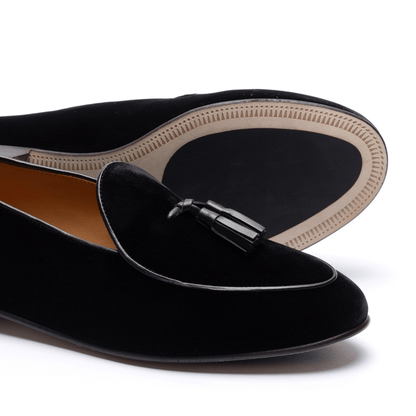 Men's Black Velvet Tassel Loafer Men's Footwear by Del Toro Shoes – Don't Panic Shoes