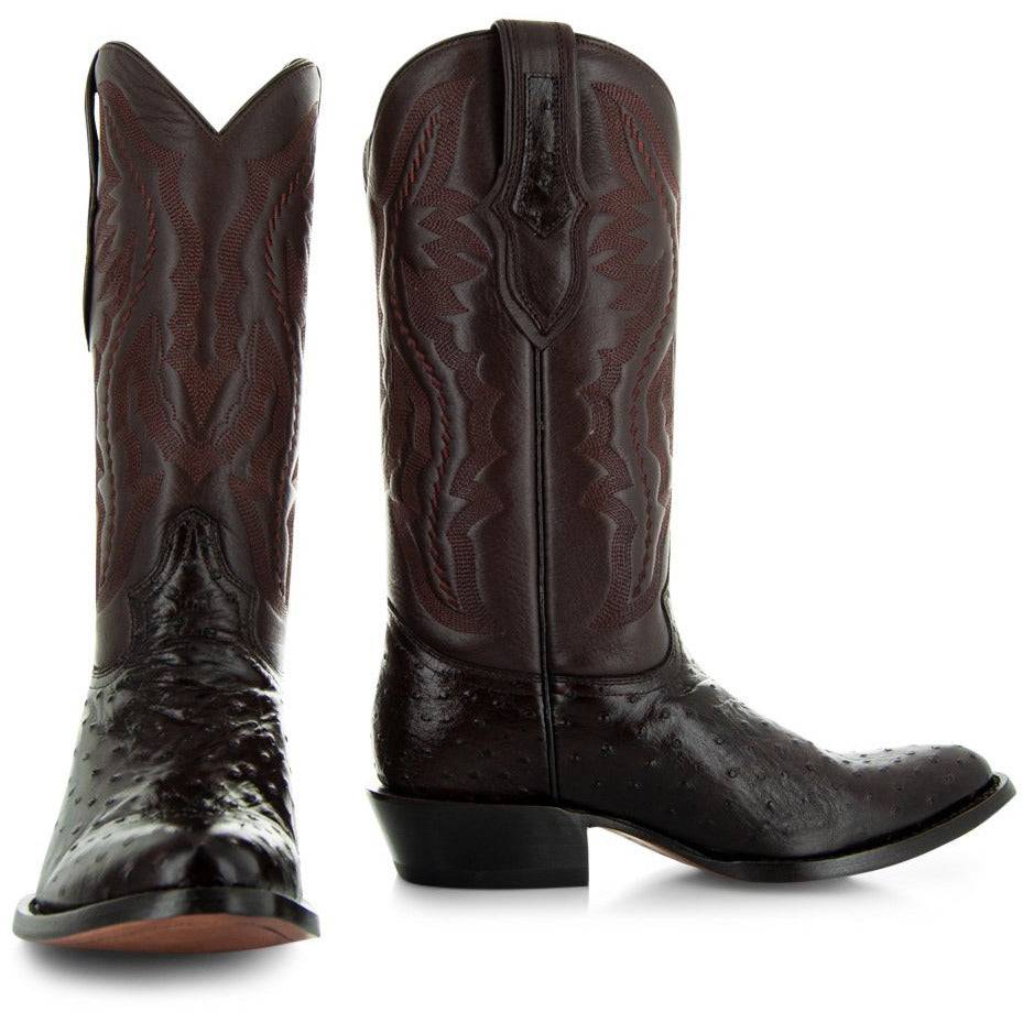 Men's Brown Ostrich Print Cowboy Boots (H7002) Cowboy Boots by Soto Boots – Don't Panic Shoes