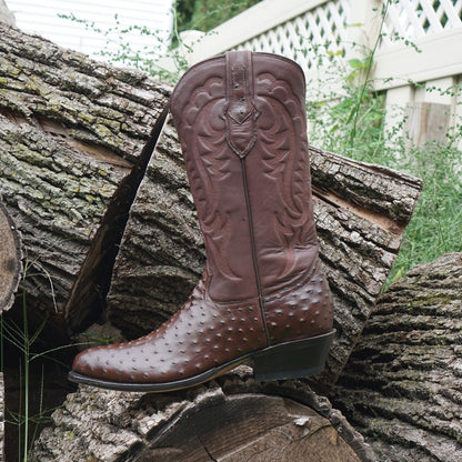 Men's Brown Ostrich Print Cowboy Boots (H7002) Cowboy Boots by Soto Boots – Don't Panic Shoes
