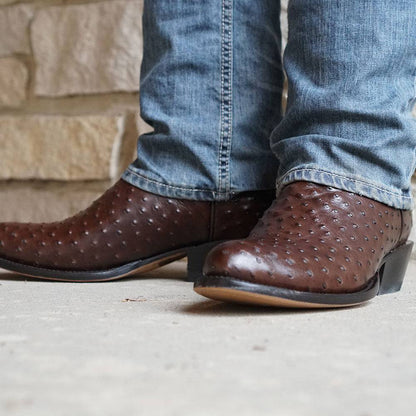 Men's Brown Ostrich Print Cowboy Boots (H7002) Cowboy Boots by Soto Boots – Don't Panic Shoes
