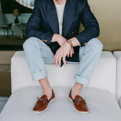 Men's Brown Pebbled Leather Barca Yacht Loafer Men's Footwear by Del Toro Shoes – Don't Panic Shoes