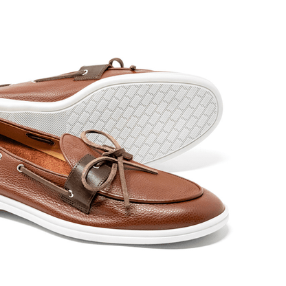 Men's Brown Pebbled Leather Barca Yacht Loafer Men's Footwear by Del Toro Shoes – Don't Panic Shoes