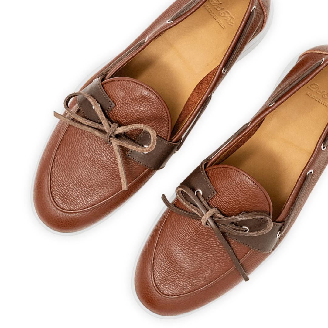 Men's Brown Pebbled Leather Barca Yacht Loafer Men's Footwear by Del Toro Shoes – Don't Panic Shoes