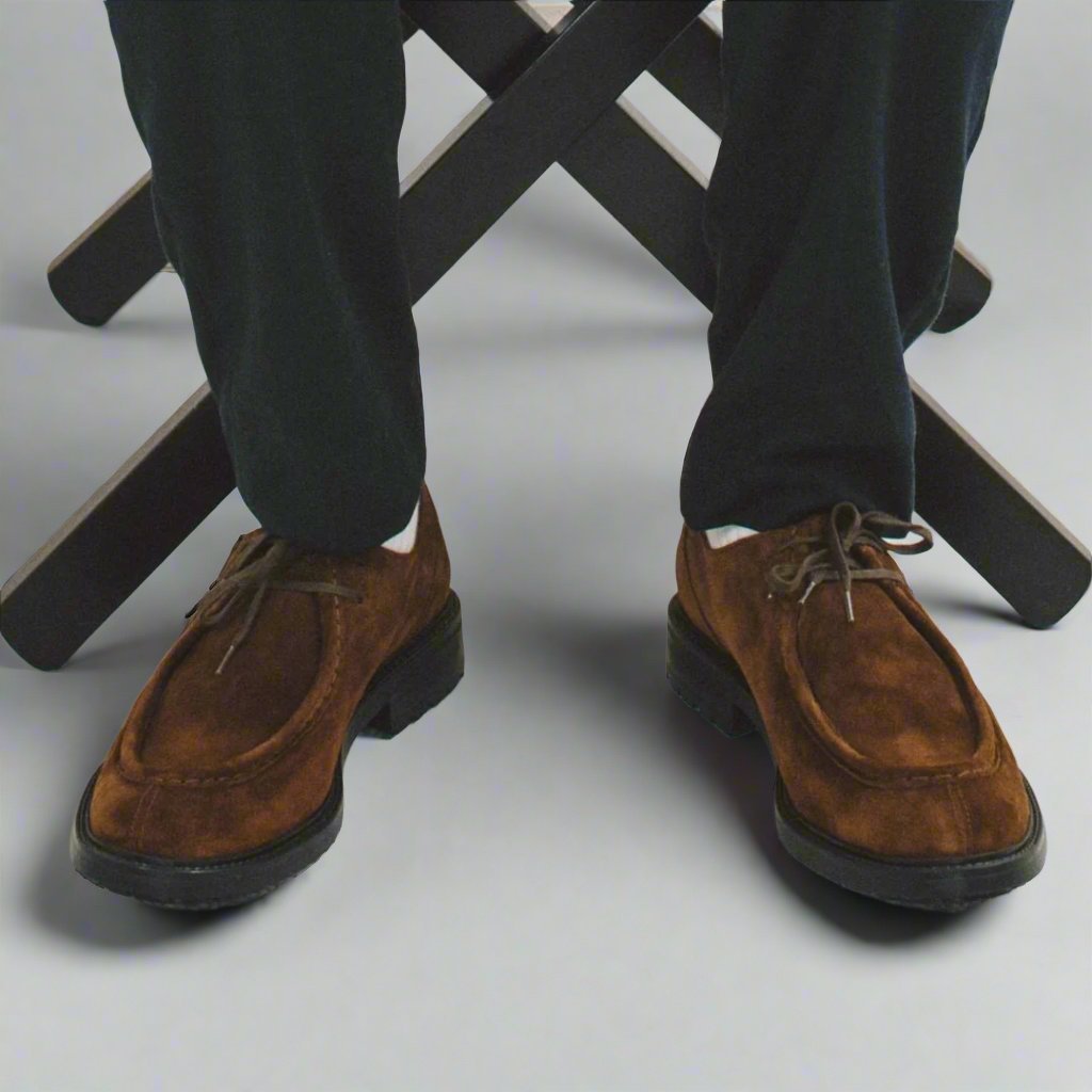 Men's Chestnut Suede Tuscan Moc Boot Men's Footwear by Del Toro Shoes – Don't Panic Shoes