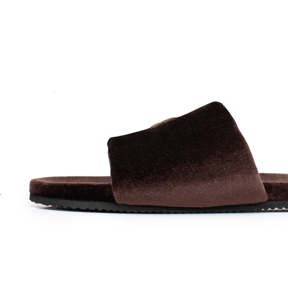 Men's Chocolate Brown Velvet House Slide Men's Footwear by Del Toro Shoes – Don't Panic Shoes