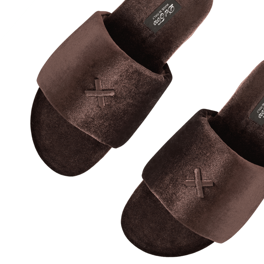 Men's Chocolate Brown Velvet House Slide Men's Footwear by Del Toro Shoes – Don't Panic Shoes