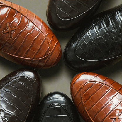 Men's Cognac Full Croc Milano Loafer Men's Footwear by Del Toro Shoes – Don't Panic Shoes