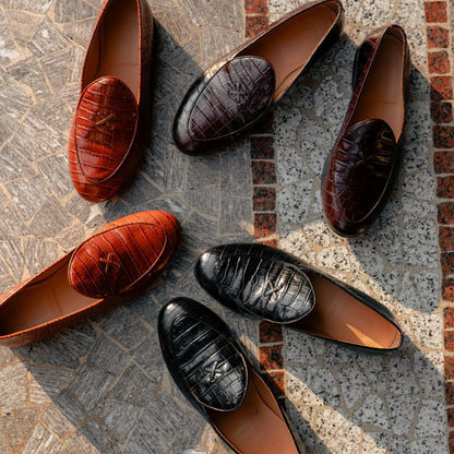 Men's Cognac Full Croc Milano Loafer Men's Footwear by Del Toro Shoes – Don't Panic Shoes