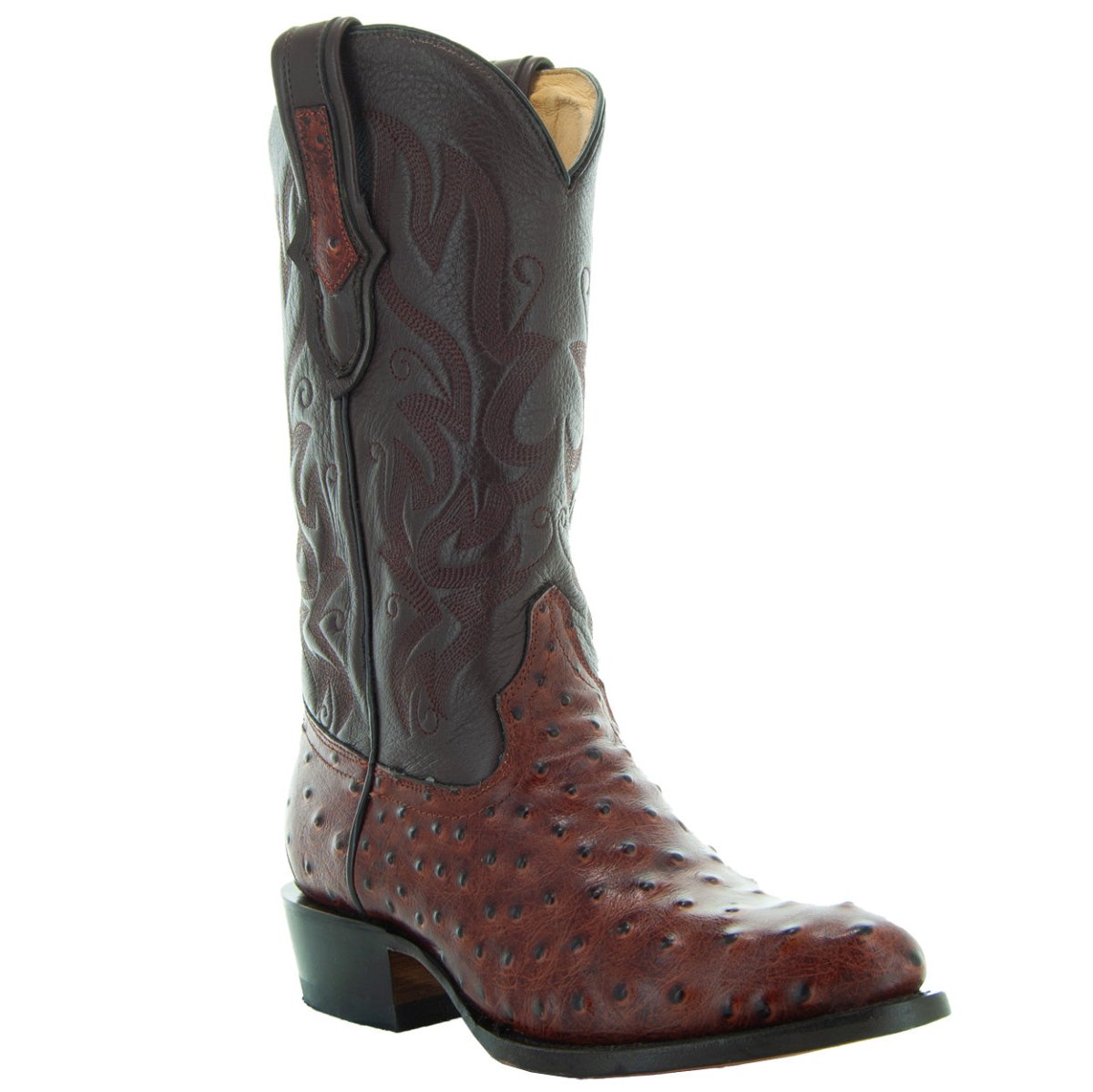 Men's Cognac Ostrich Print Cowboy Boots (H7002) Cowboy Boots by Soto Boots – Don't Panic Shoes