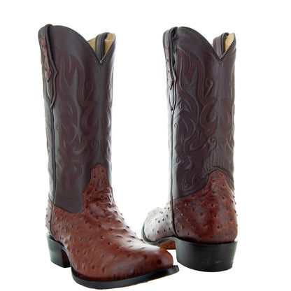 Men's Cognac Ostrich Print Cowboy Boots (H7002) Cowboy Boots by Soto Boots – Don't Panic Shoes