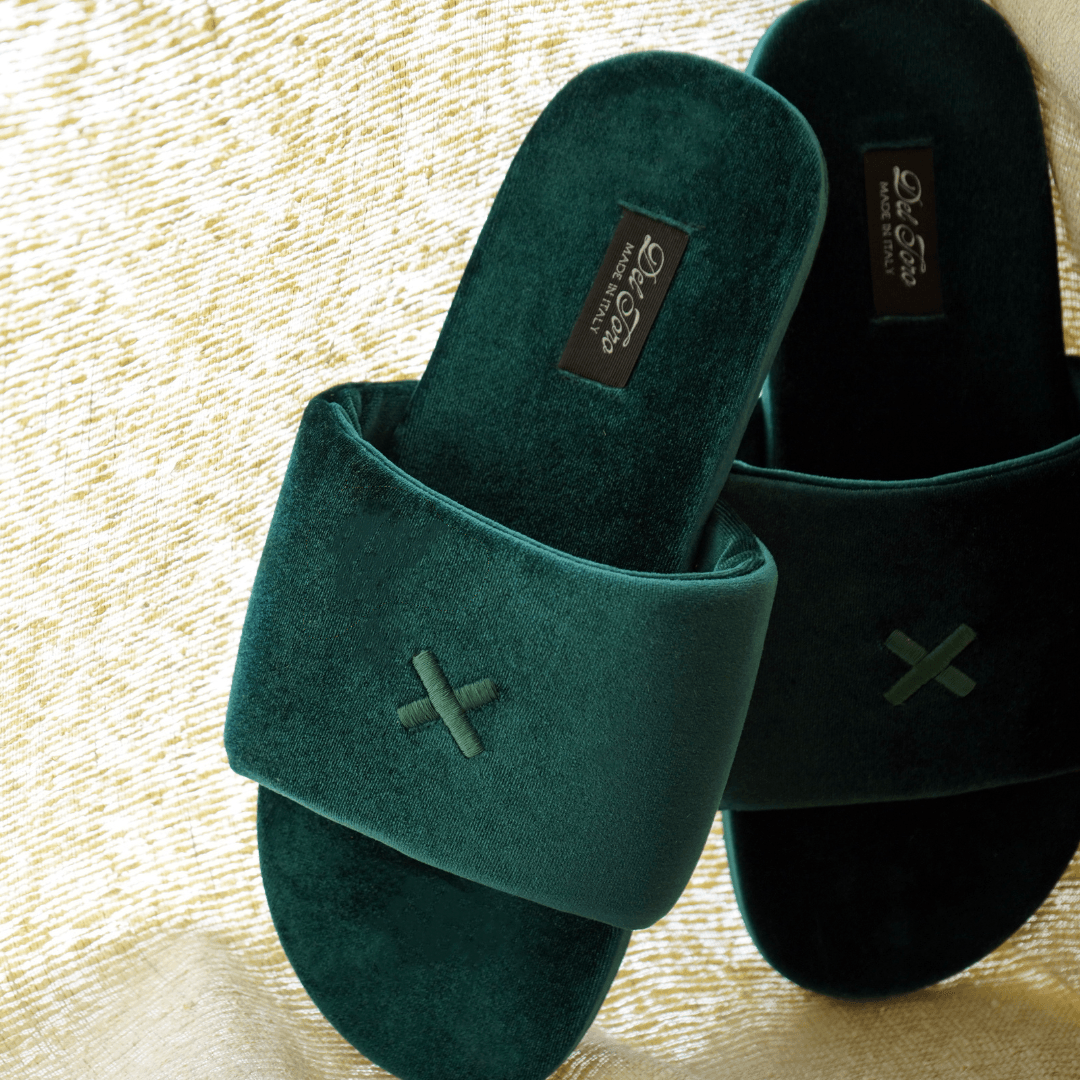 Men's Emerald Velvet House Slide Men's Footwear by Del Toro Shoes – Don't Panic Shoes