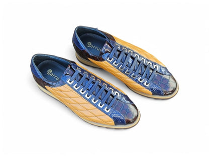 Men’S Luxury Quilted Leather Sneaker Crocodile Ks62 Sneakers by Carrucci Shoes – Don't Panic Shoes