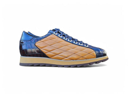Men’S Luxury Quilted Leather Sneaker Crocodile Ks62 Sneakers by Carrucci Shoes – Don't Panic Shoes
