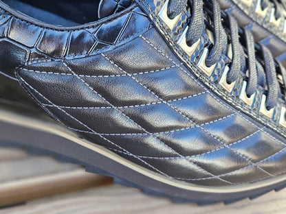 Men’S Luxury Quilted Leather Sneaker Crocodile Ks62 Sneakers by Carrucci Shoes – Don't Panic Shoes