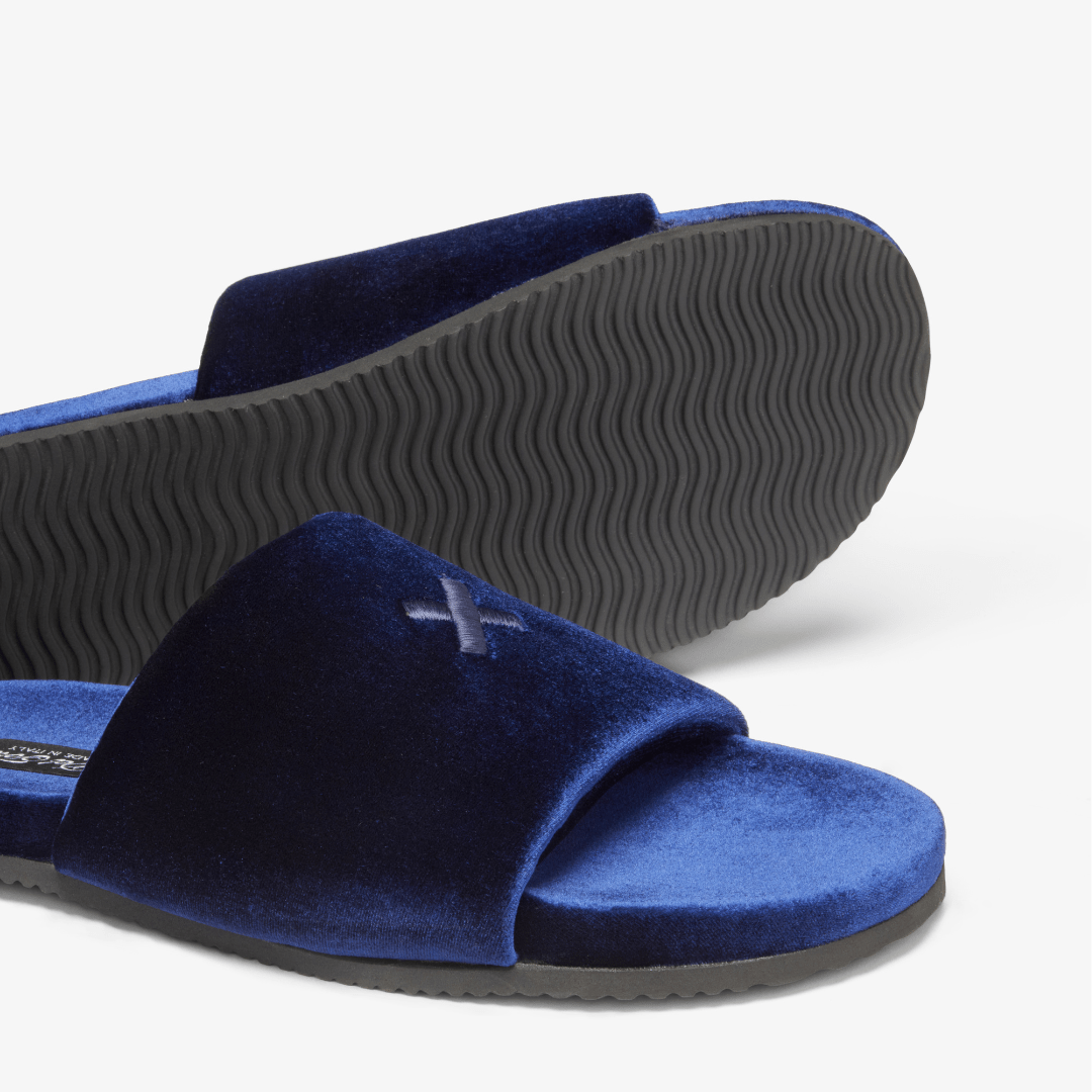 Men's Midnight Navy Velvet House Slide Men's Footwear by Del Toro Shoes – Don't Panic Shoes