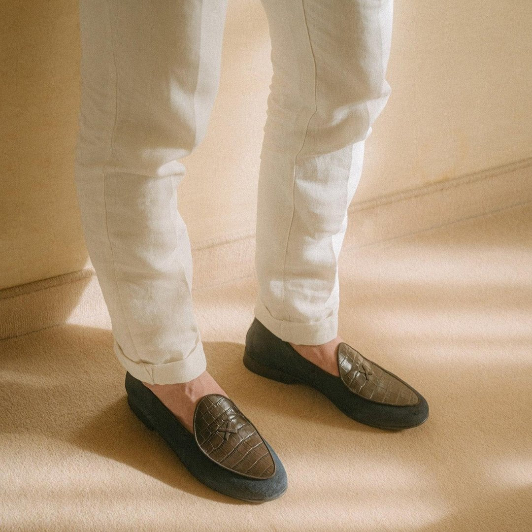 Men's Navy Croc Milano Loafer Men's Footwear by Del Toro Shoes – Don't Panic Shoes