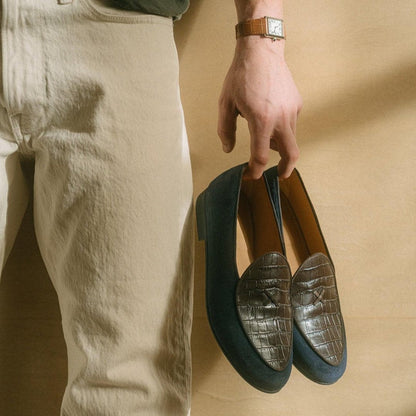 Men's Navy Croc Milano Loafer Men's Footwear by Del Toro Shoes – Don't Panic Shoes