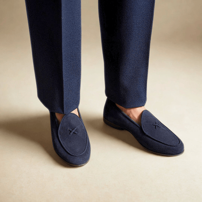 Men's Navy Suede Milano Loafer Men's Footwear by Del Toro Shoes – Don't Panic Shoes