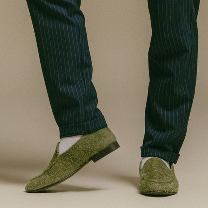 Men's Olive Textured Suede Milano Loafer Men's Footwear by Del Toro Shoes – Don't Panic Shoes