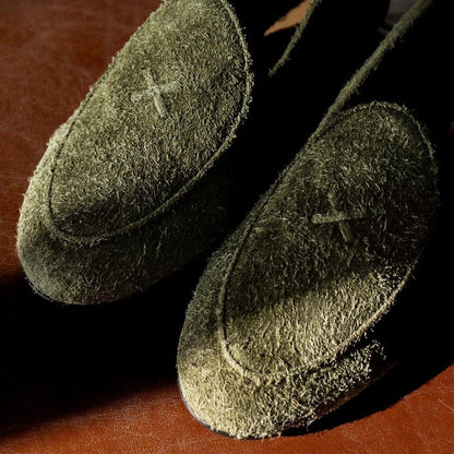 Men's Olive Textured Suede Milano Loafer Men's Footwear by Del Toro Shoes – Don't Panic Shoes