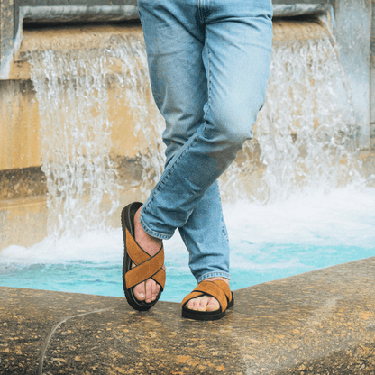 Men's Tan Amalfi Crossover Sandal Men's Footwear by Del Toro Shoes – Don't Panic Shoes