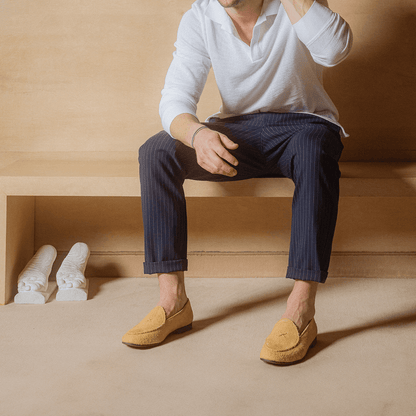 Men's Tan Textured Suede Milano Loafer Men's Footwear by Del Toro Shoes – Don't Panic Shoes