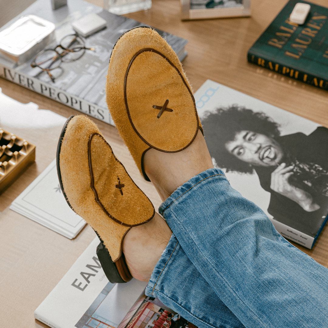 Men's Tan Textured Suede Milano Mule Men's Footwear by Del Toro Shoes – Don't Panic Shoes