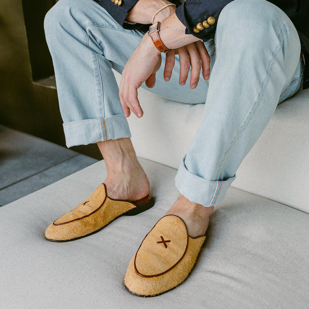 Men's Tan Textured Suede Milano Mule Men's Footwear by Del Toro Shoes – Don't Panic Shoes