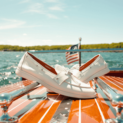 Men's White Pebbled Leather Barca Yacht Loafer Men's Footwear by Del Toro Shoes – Don't Panic Shoes