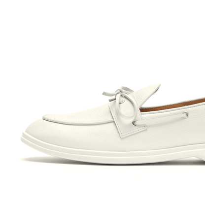 Men's White Pebbled Leather Barca Yacht Loafer Men's Footwear by Del Toro Shoes – Don't Panic Shoes