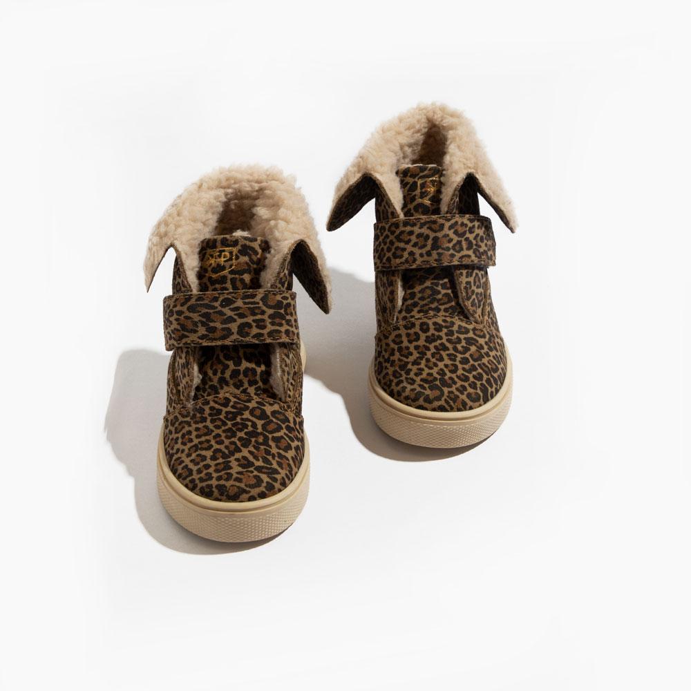 Micro Leopard Sherpa Boot Kids - Sherpa Boot by Freshly Picked – Don't Panic Shoes