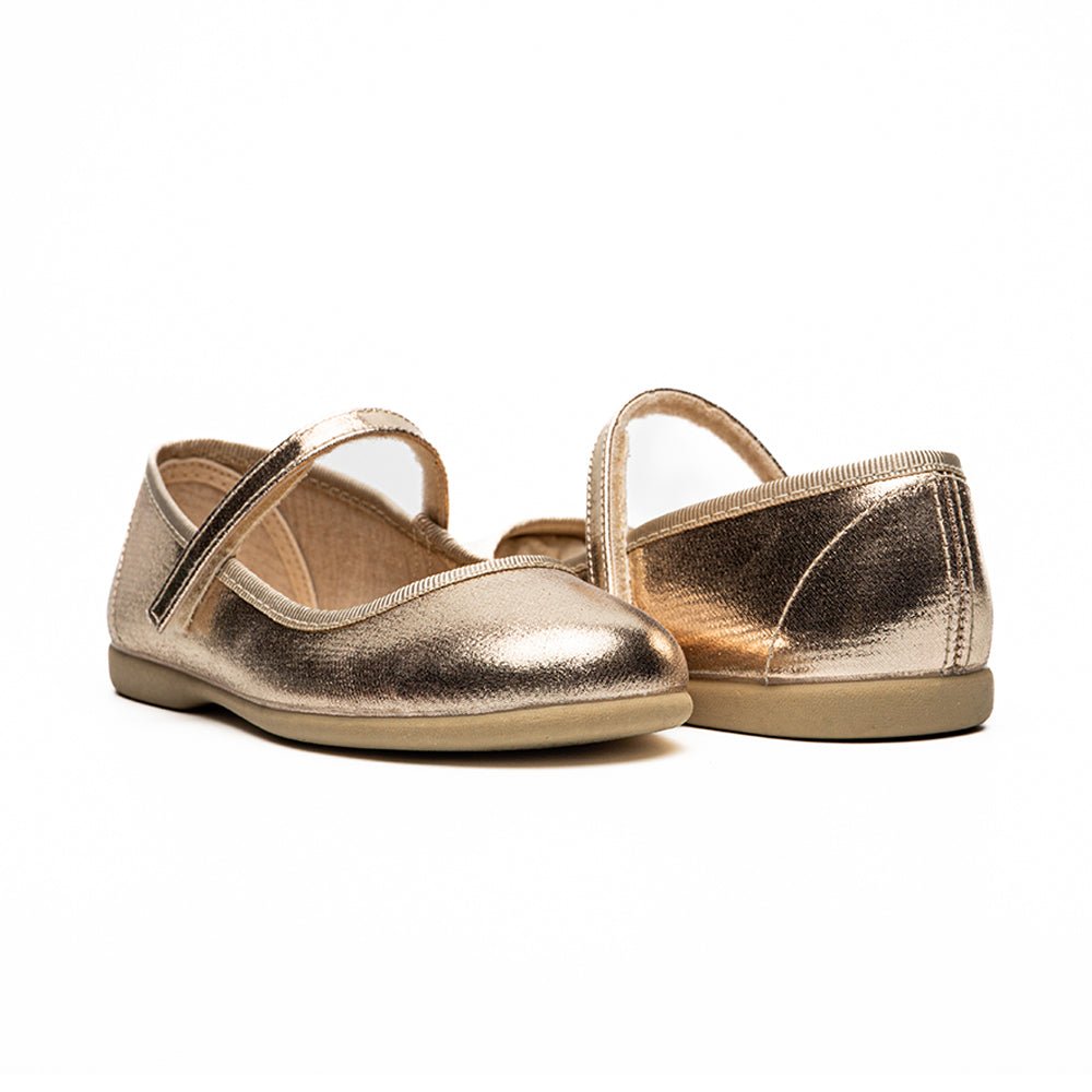 Mila Gold Adjustable Velcro Non Slip Rubber Soles Spain fashion by Childrenchic – Don't Panic Shoes