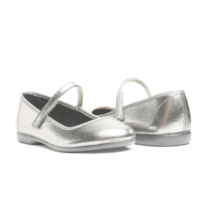 Mila Silver Adjustable Velcro Non Slip Rubber Soles fashion by Childrenchic – Don't Panic Shoes