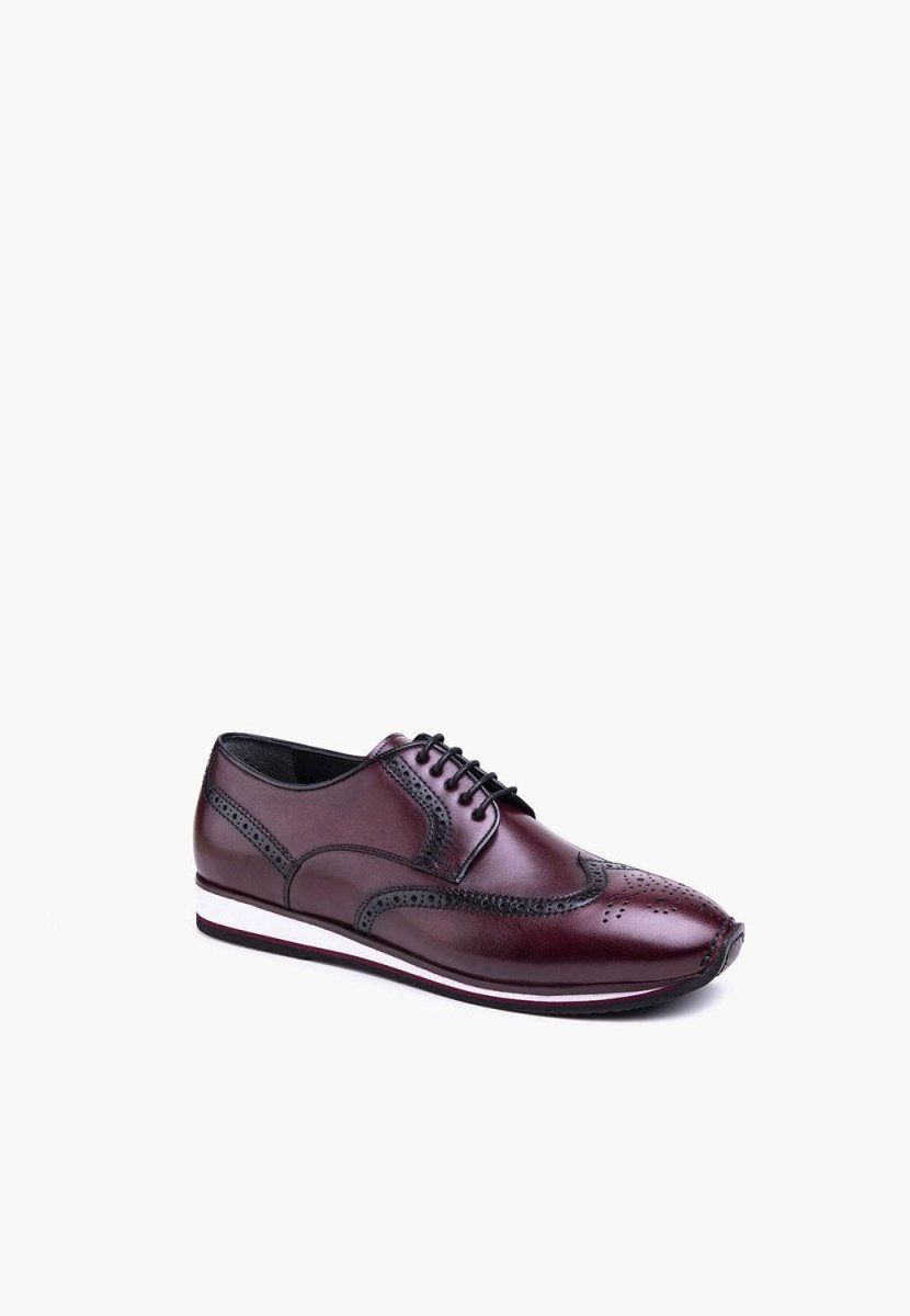 Milan Derby Sneaker Burgundy Leather Brogue Detailing MEN SHOES by Sepol Shoes – Don't Panic Shoes