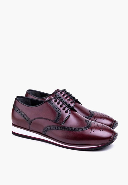 Milan Derby Sneaker Burgundy Leather Brogue Detailing MEN SHOES by Sepol Shoes – Don't Panic Shoes