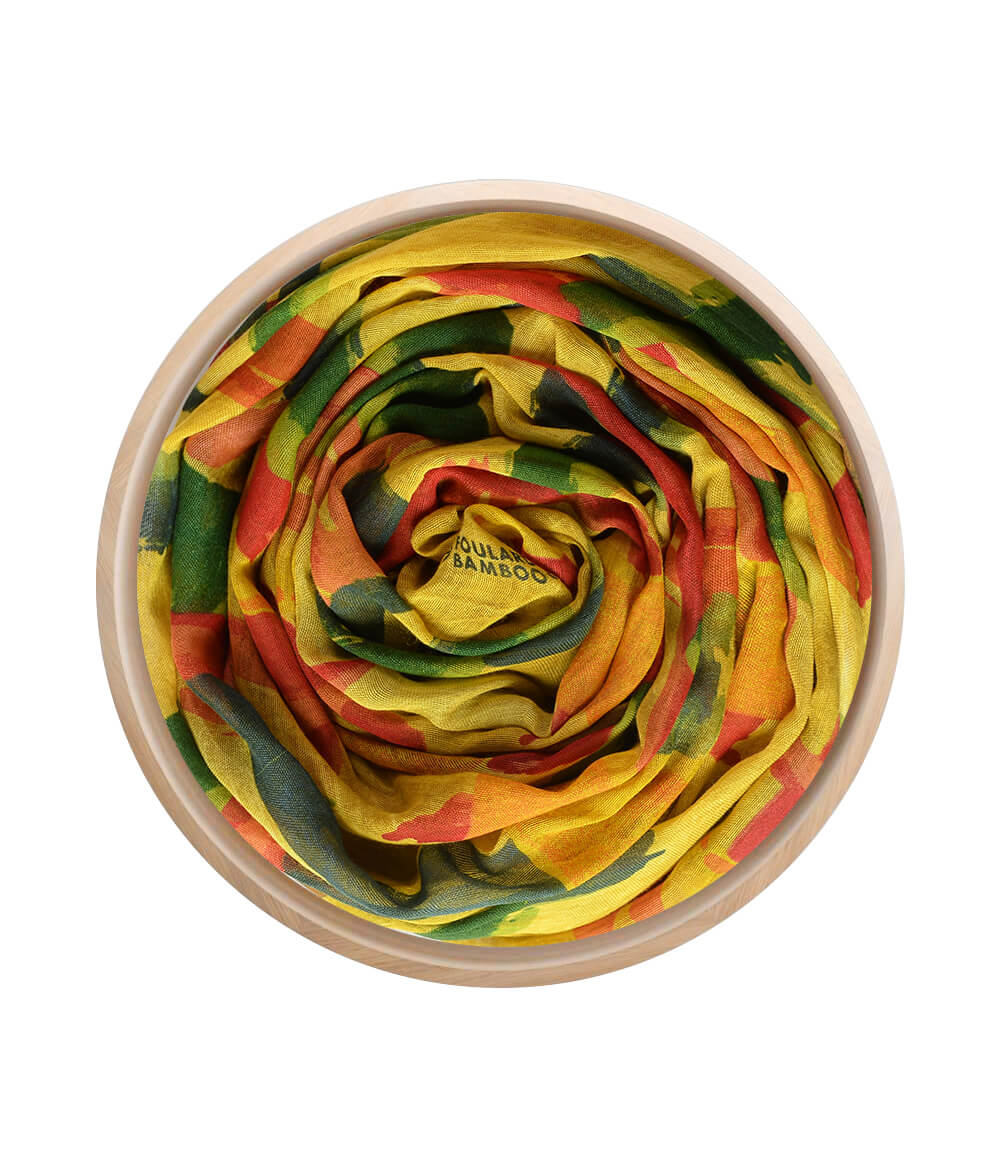 Miró 71 Art Inspired Print Bamboo Fiber Mustard Yellow Bamboo Scarves by Mar Soreli – Don't Panic Shoes