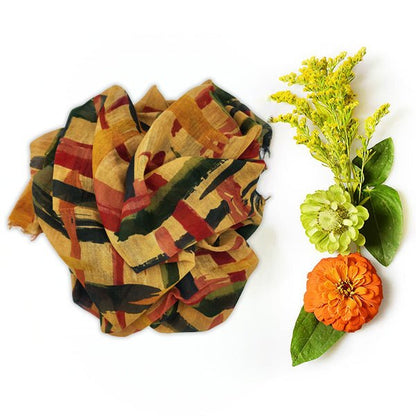 Miró 71 Art Inspired Print Bamboo Fiber Mustard Yellow Bamboo Scarves by Mar Soreli – Don't Panic Shoes