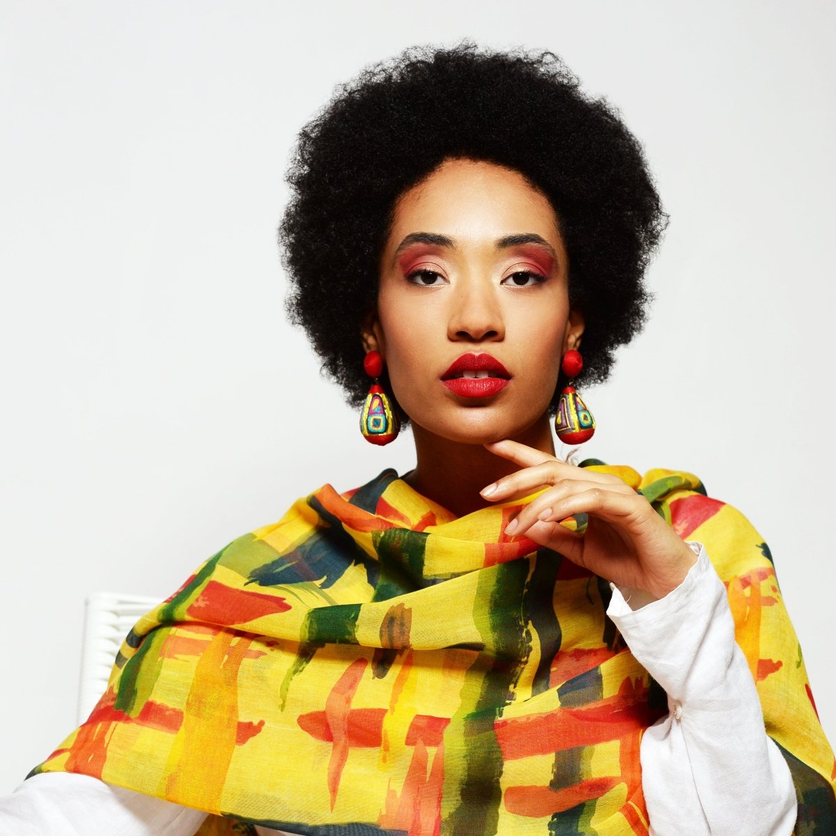 Miró 71 Art Inspired Print Bamboo Fiber Mustard Yellow Bamboo Scarves by Mar Soreli – Don't Panic Shoes