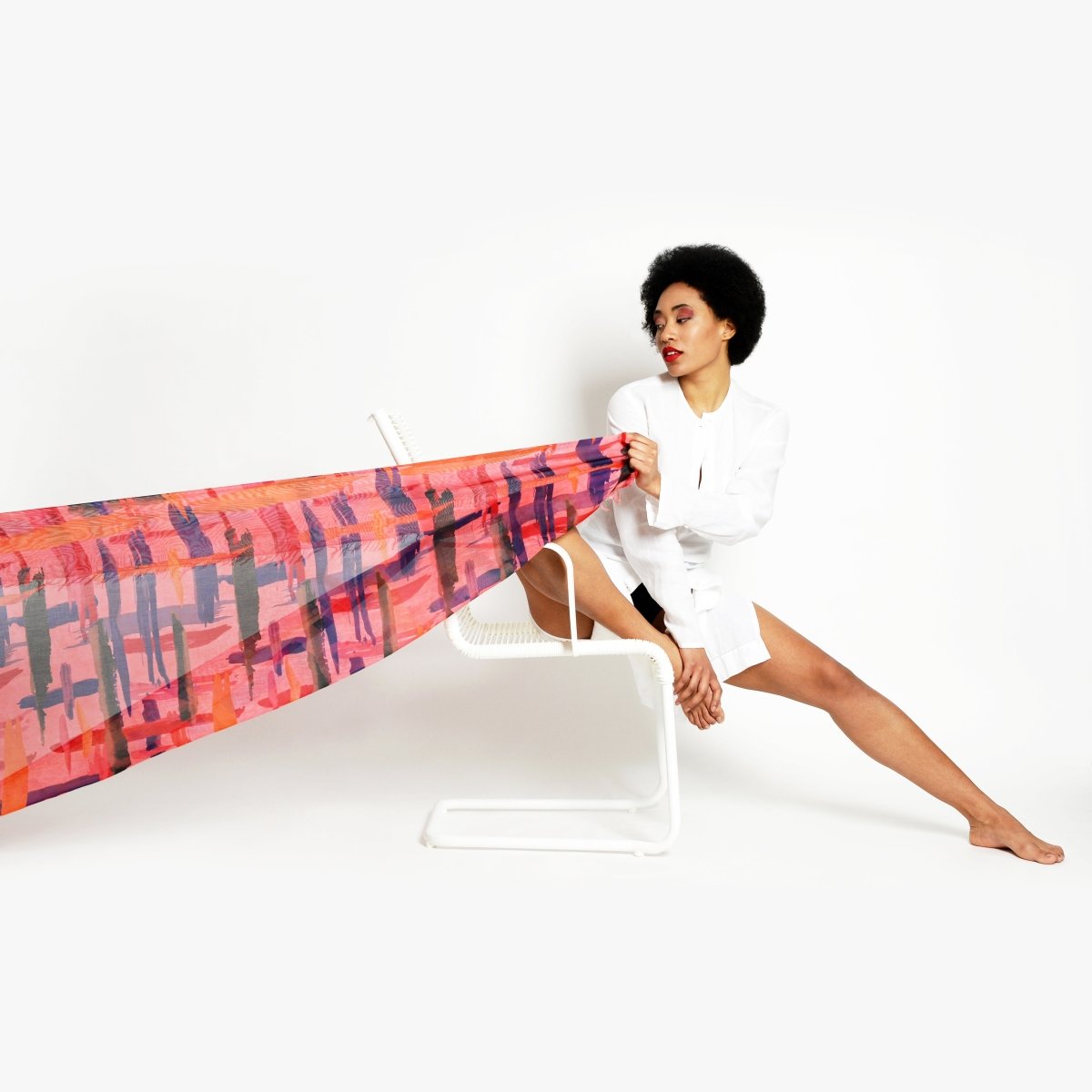 Miró 71 Art Inspired Print Bamboo Fiber Mustard Yellow Bamboo Scarves by Mar Soreli – Don't Panic Shoes