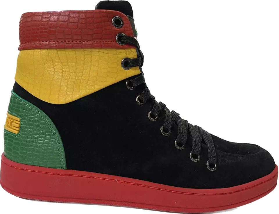 ✅ Travel Fox High Top Men’s Black Red Green Yellow Suede 922721233